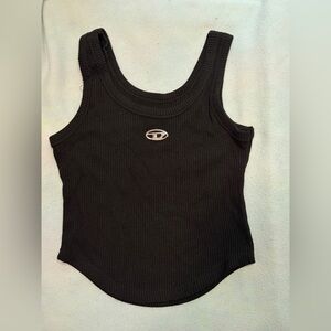 Diesel Black Ribbed Tank Top